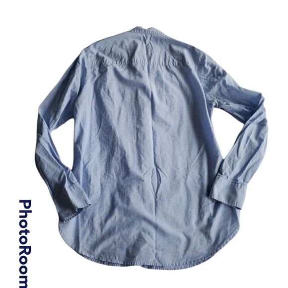 J Crew Top Blue Button Down Oxford Tuxedo Small - Picture 5 of 10